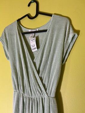 NWT Coastal Chic Green And White Striped Jumpsuit